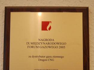 Nagroda na targach Forum Gazowe za dystrybutor dragon cng